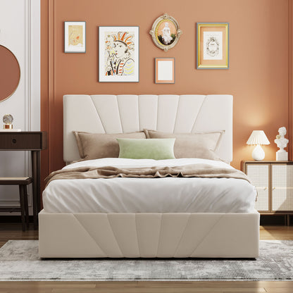 Toss Full Size Storage Bed w Hydraulic System - Beige