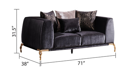 Swanson Velvet Loveseat - Black