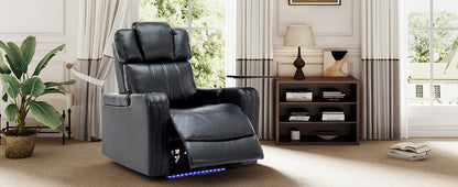 Xavier PU Leather Power Recliner - Blue