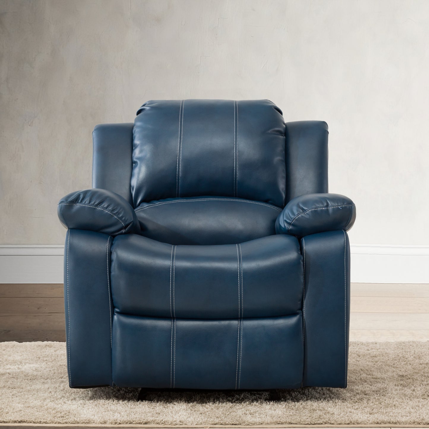 Charlotte Leather Gel Recliner - Navy Blue