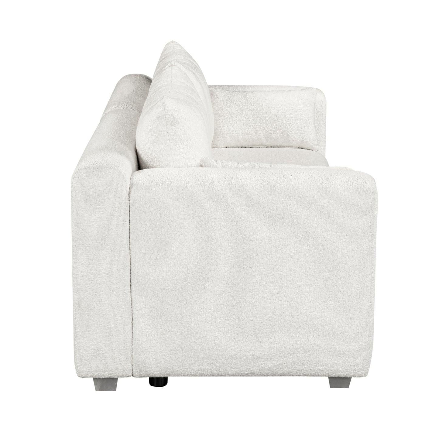 Fabric Sofa with 2 Pillows - White