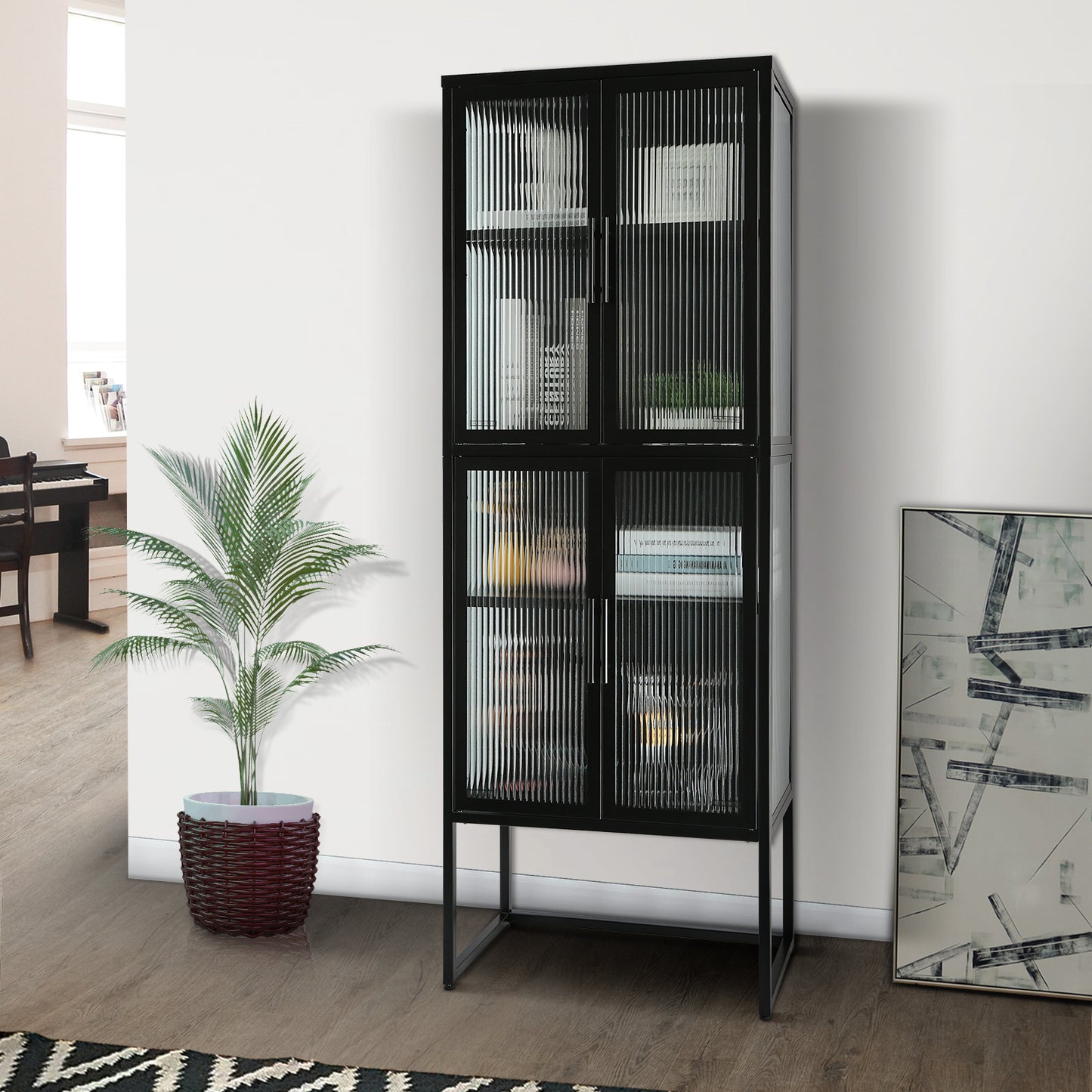 Nera II Tempered Glass Cabinet - Black