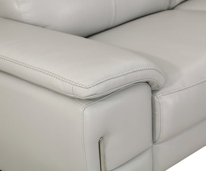 Travis Top Grain Italian Leather Loveseat - Light Gray