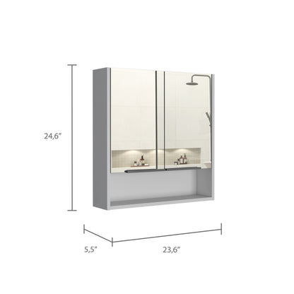 Feminine Mirror Double Door Cabinet - White