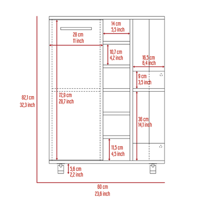 Minta Bar Cabinet With 2 Side Shelves - Beige