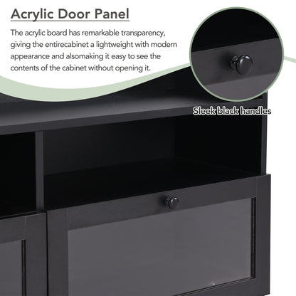 Ashton TV Stand with Acrylic Board Door - Black