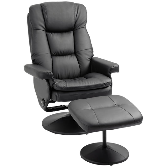 Morgan 360° Swivel Recliner Chair with Ottoman - Black