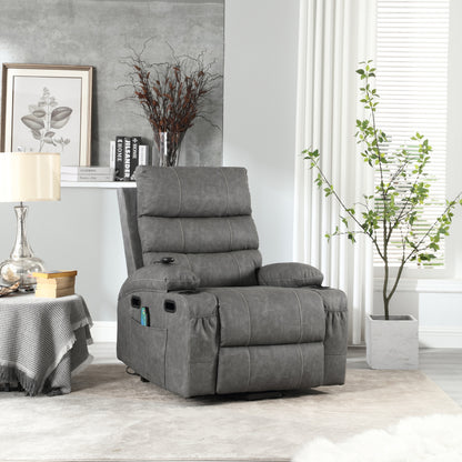 Elias Large Power Lift Recliner Chair with Massage - Gray