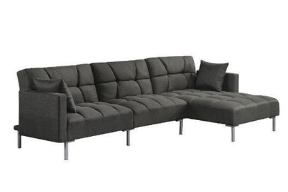 Teena Adjustable Sectional Fabric Sofa w/2 Pillows - Dark Gray