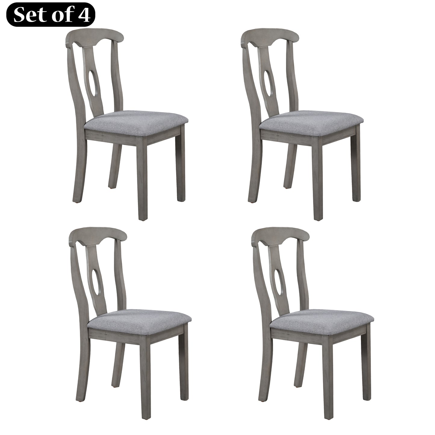 Titus Rustic Wood Padded Dining Chairs (Set of 4) - Gray