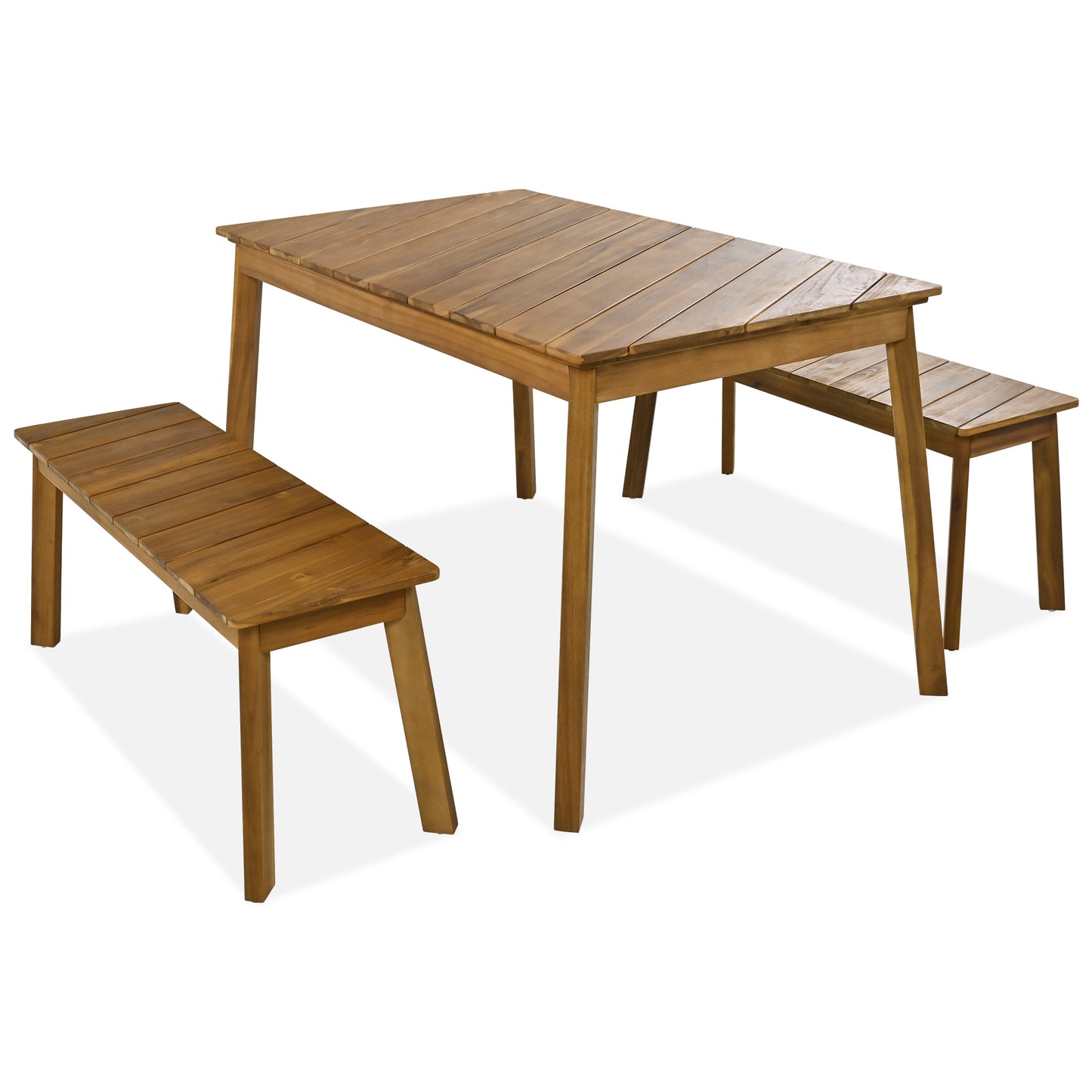 Shila 3 Pc Acacia Wood Table Bench Dining Set