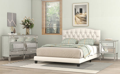 Domoni King Size Platform Bed Frame - Beige