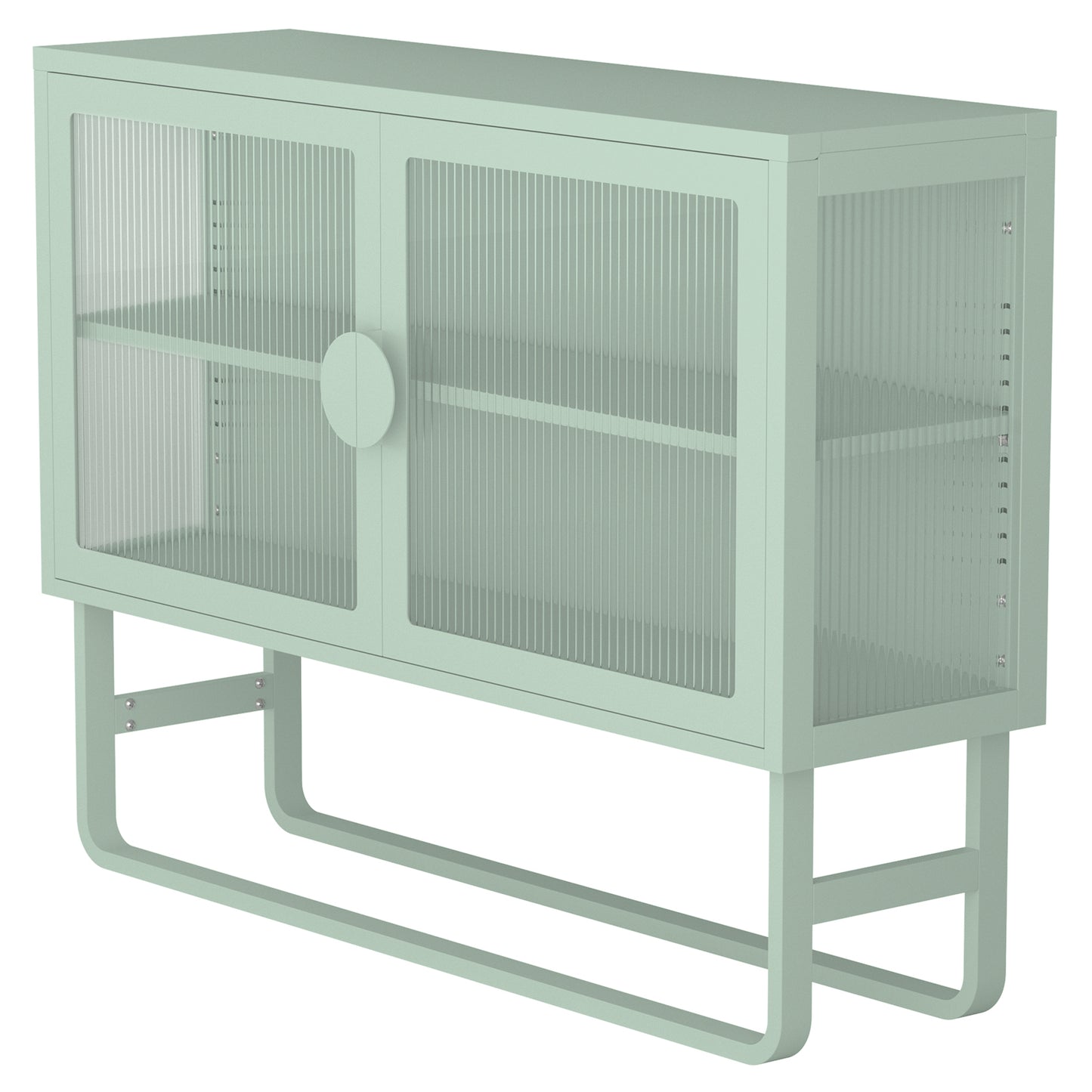 Tempered Glass Cabinet Credenza - Light Green