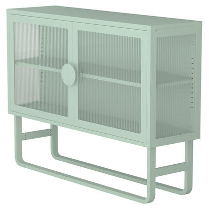 Tempered Glass Cabinet Credenza - Light Green