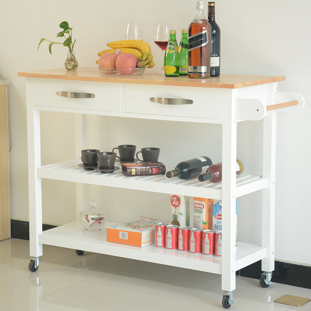 Vintage Kitchen Island & Kitchen Cart  - White