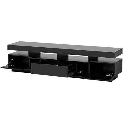 Seco High Gloss TV Stand Entertainment Center - Black