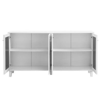 Hynes 4-Door Mirror Buffet Cabinet - White