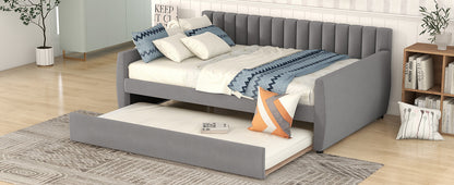 Xena Full Size Upholstered Daybed with Trundle - Gray