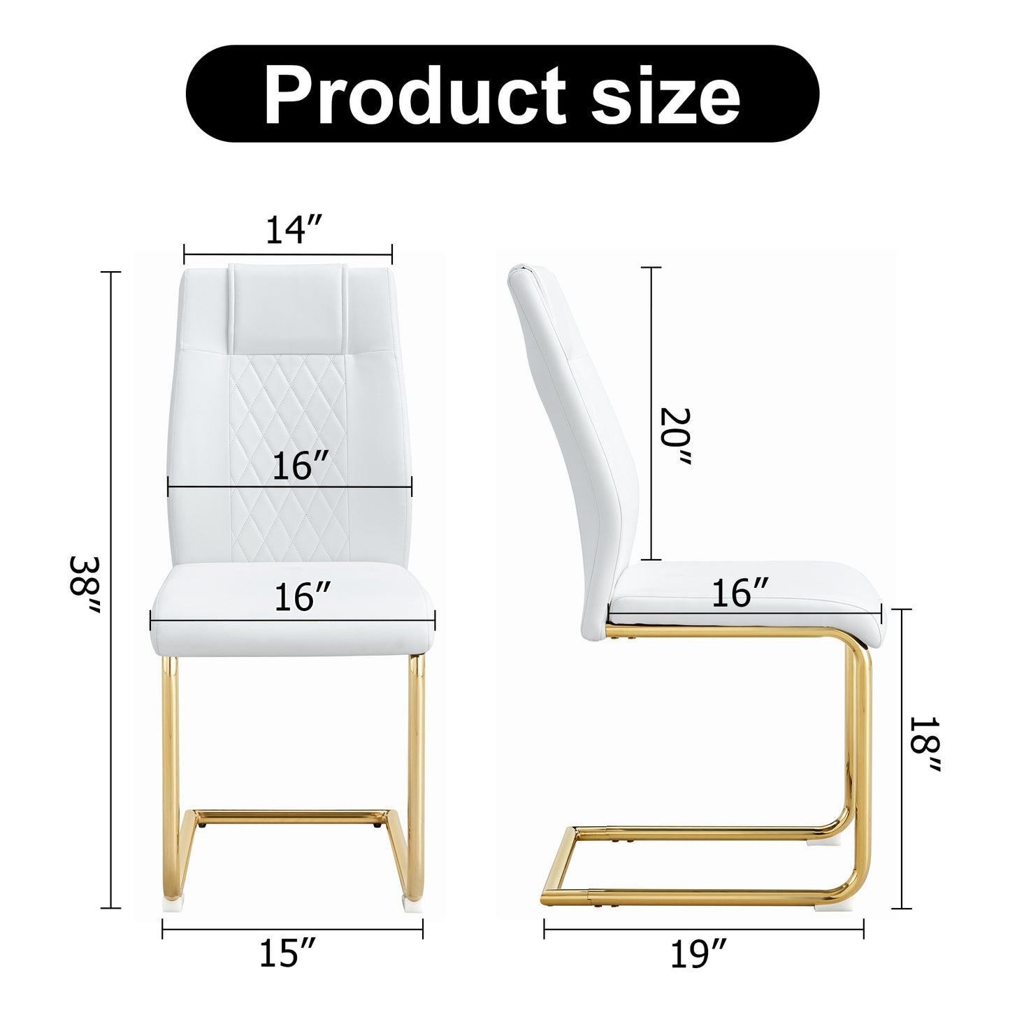 Skye Dining Chair Golden Metal Leg (Set of 6) - White