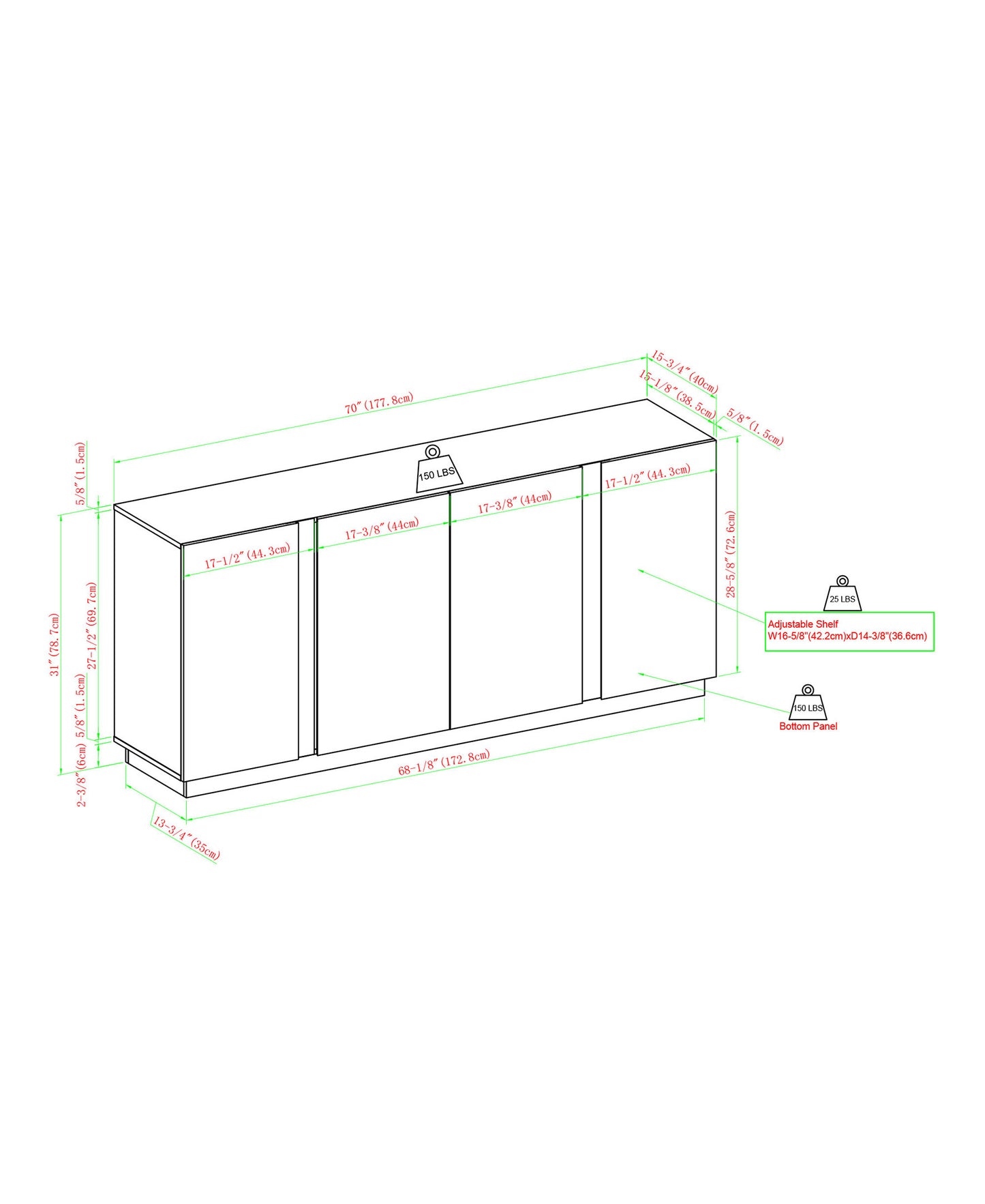 Mali 3-Drawer Sideboard Buffet