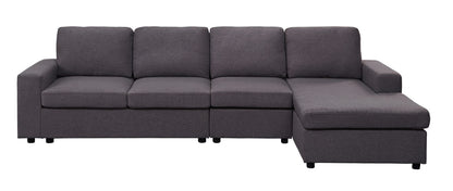 Dunlin Linen Reversible Modular Sectional Sofa Chaise - Dark Gray