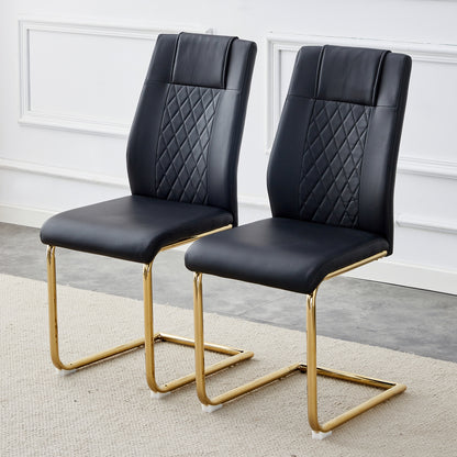 Skye Dining Chair Golden Metal Leg (Set of 4) - Black