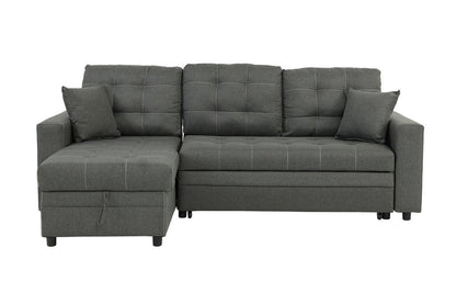 Amir Convertible Sectional Pull Out Bed Sofa Chaise Reversible Storage Chaise  - Black