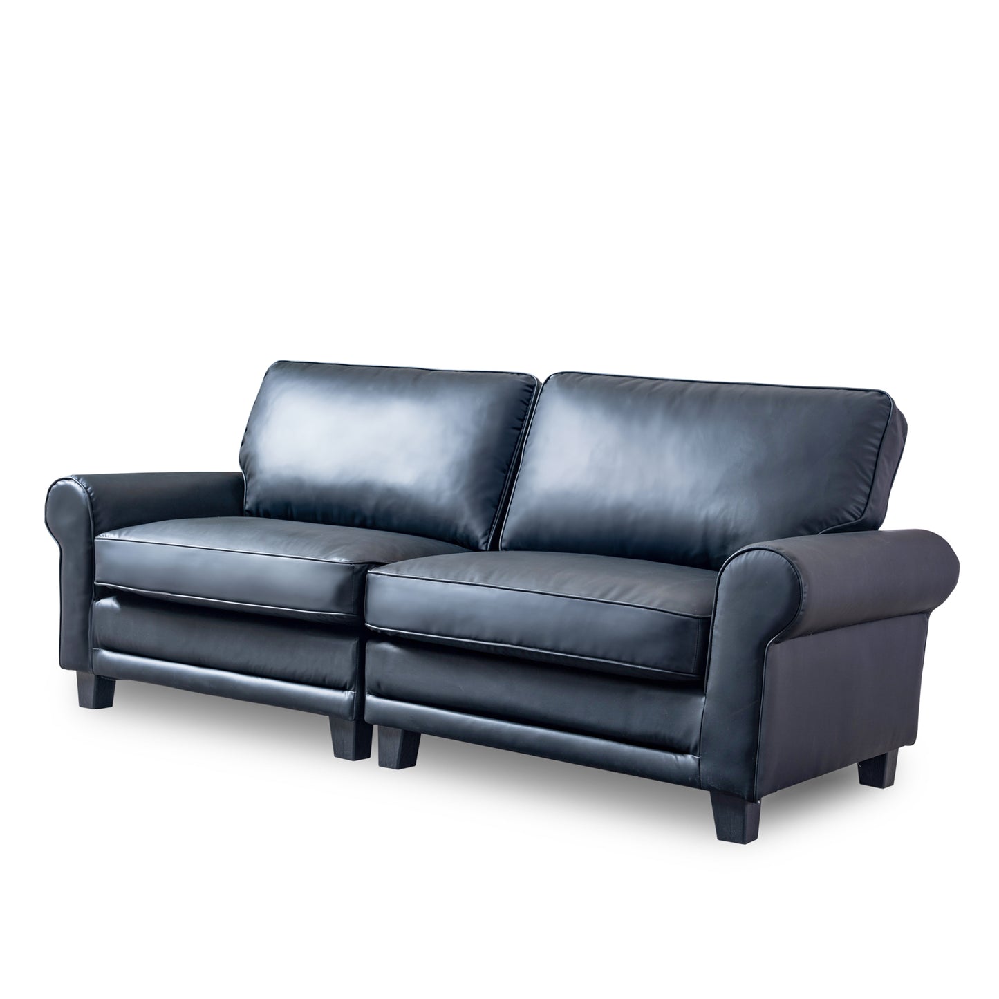 Santana Fabric Rolled Arm Loveseat - Black