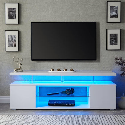 Pulse TV Stand Entertainment Center for 70 Inch TV - White