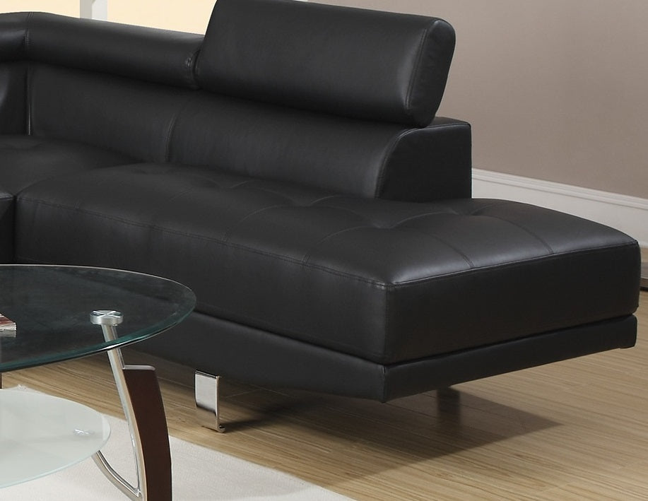 Akira Sectional Sofa Adjustable Headrest - Black