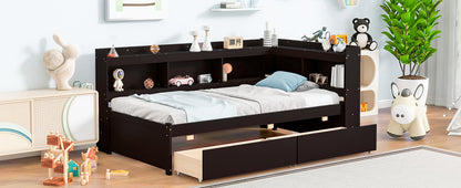 Parker Twin Size Daybed with Bookcases -Drawers - Espresso