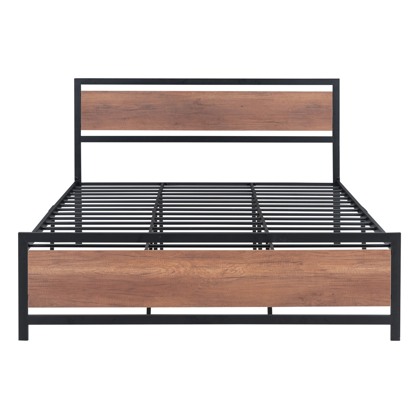 Quasar Queen Size Metal and Wood Platform Bed - Black