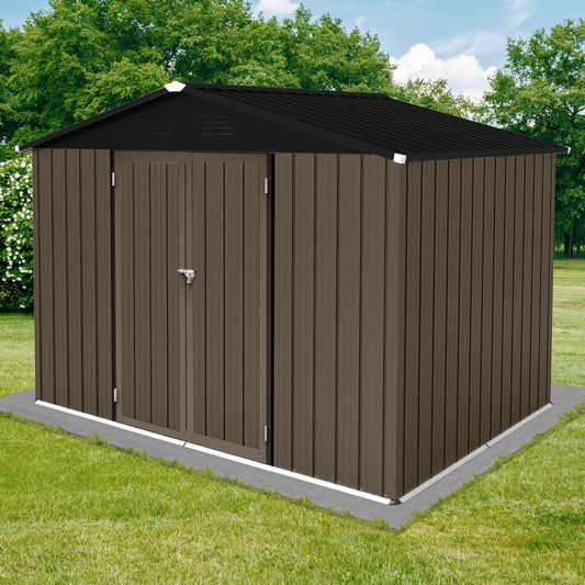 Homer 6 X 8 ftMetal Garden Sheds Outdoor Storage - Brown+Black