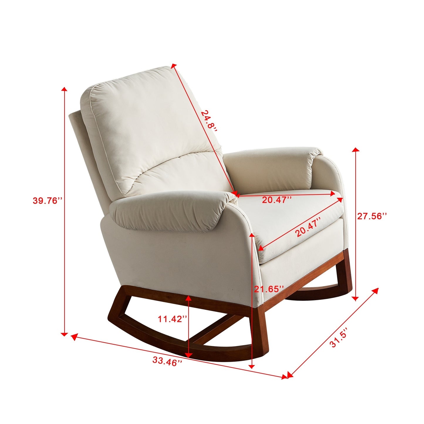 Jaden Modern Comfortable Velvet Rocking Chair - Beige