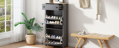 Summit Slim Shoe Cabinet With 4 Flip Drawers - Gray