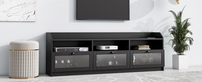 Ashton TV Stand with Acrylic Board Door - Black