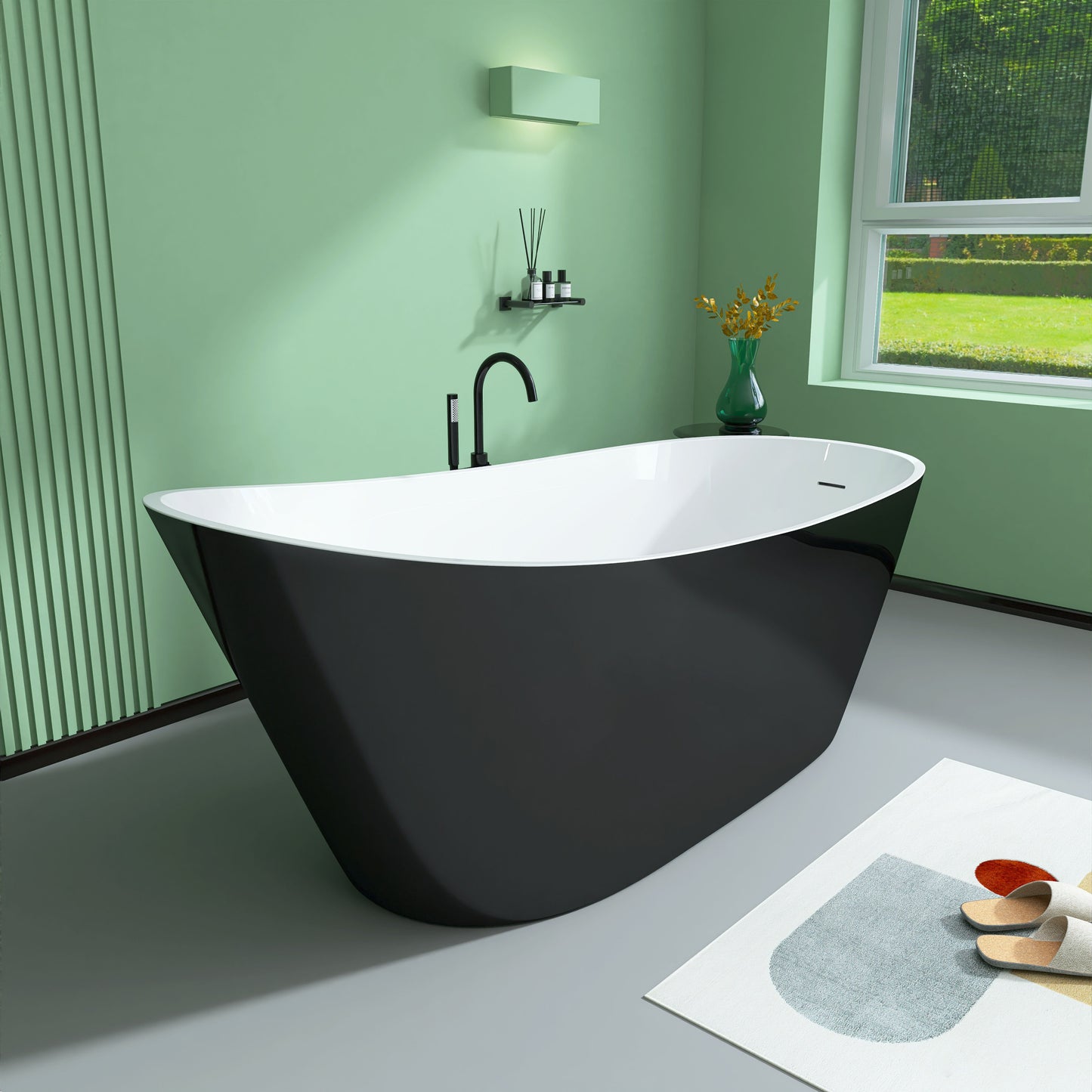 Nest 59" Acrylic Freestanding  Soaking Bathtub - Black