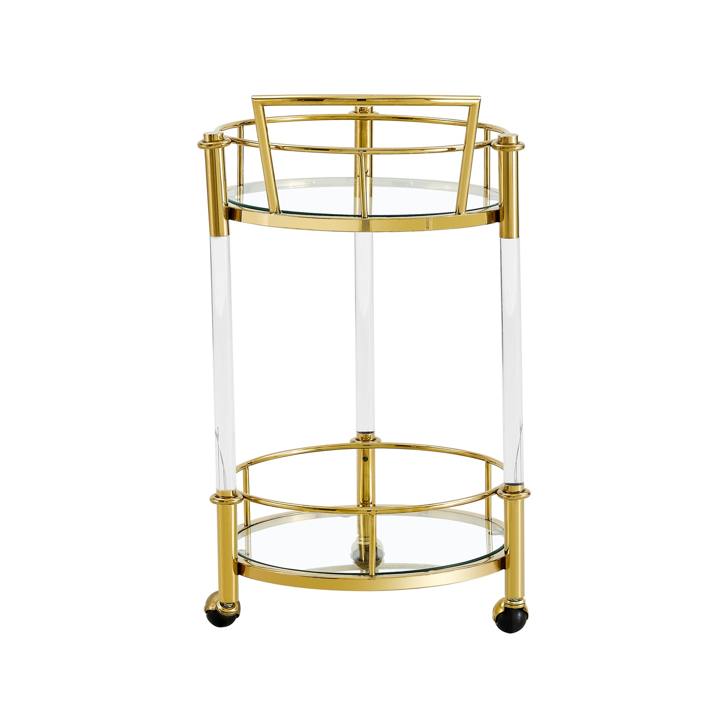 Acrylic Mobile Bar Cart Serving Wine Cart with Wheels - Gold