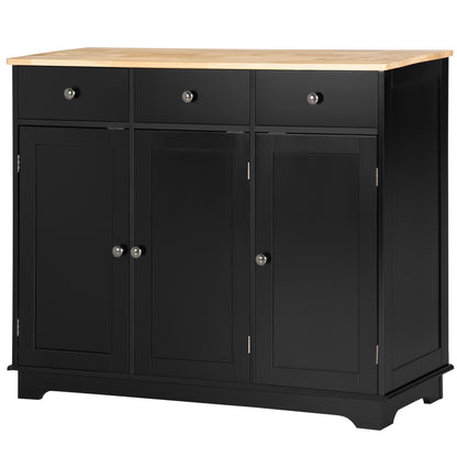 Valley Sideboard with Solid Wood Countertop - Black