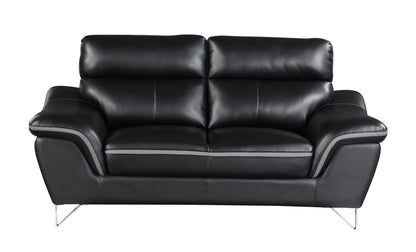 Eden Genuine Leather Loveseat - Black