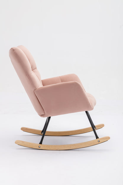 Noble Velvet Tufted Upholstered Rocking Chair - Pink