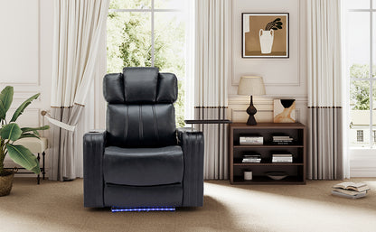 Xavier PU Leather Power Recliner - Blue