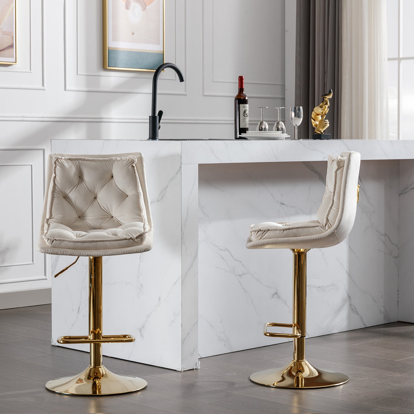 Valor Swivel Bar Stools - Cream Set of 2