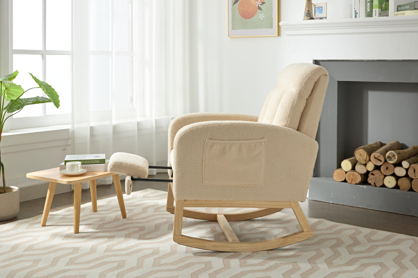 Parker II Modern Accent Rocking Chair - Beige