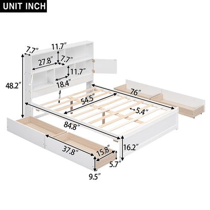 Jazz Full Size Platform Bed w 4 Drawers - White