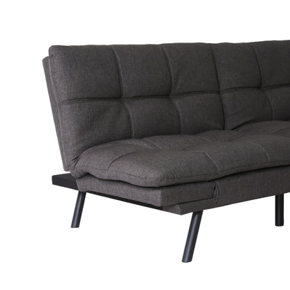 Koa Modern Convertible Memory Foam Futon Sofa Bed - Dark Grey