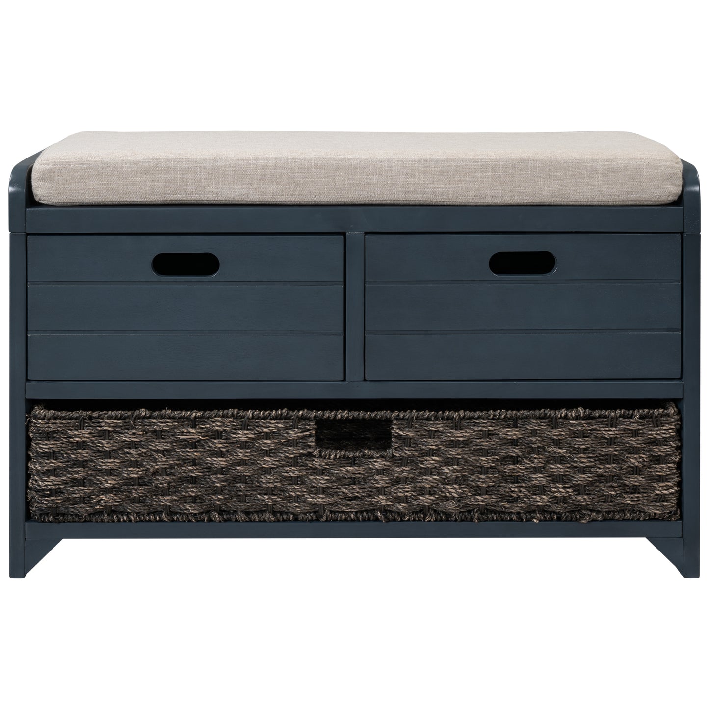 Lucy  Storage Bench with Removable Basket  Removable Cushion - Antique Navy