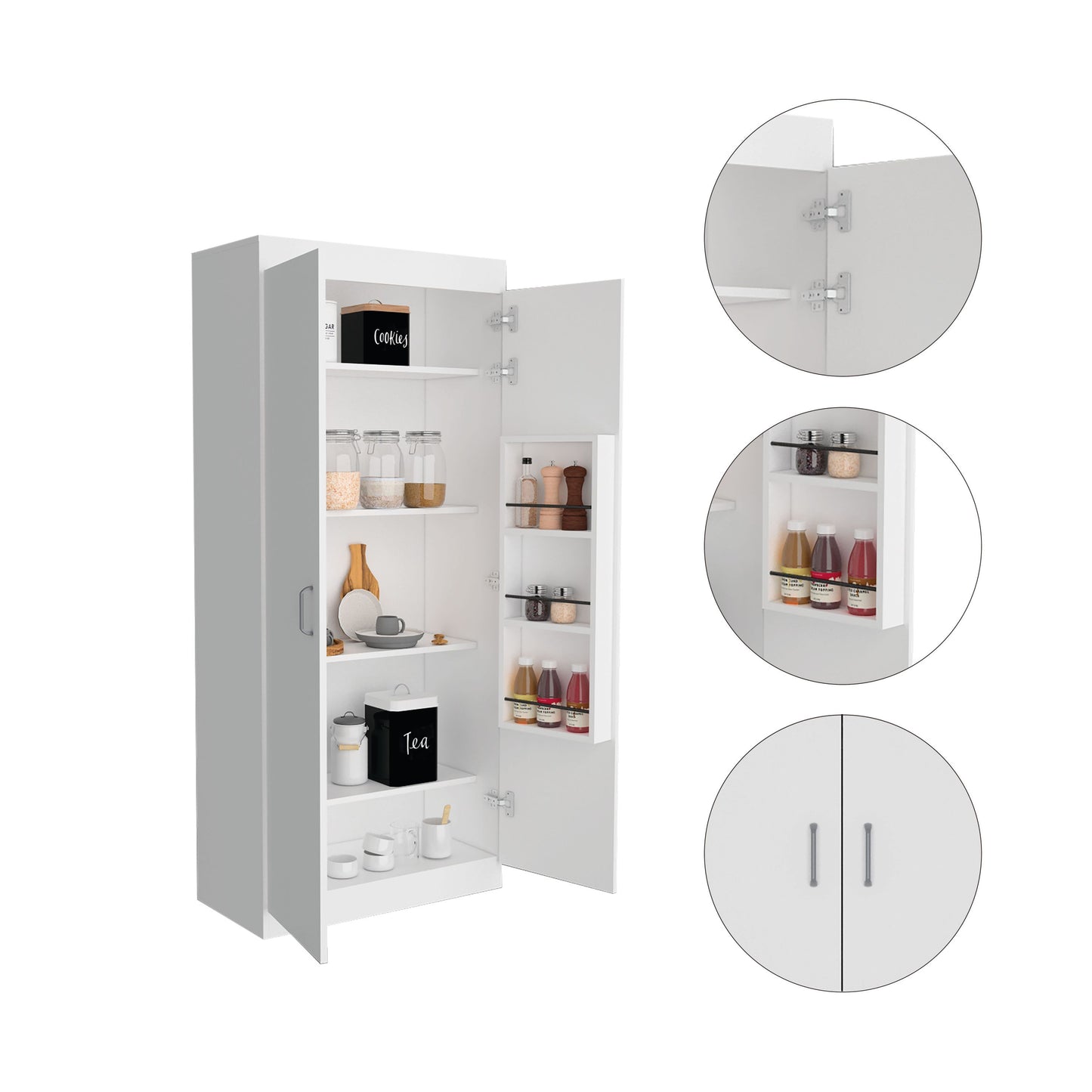 Cherry Hill 5-Shelf Pantry Cabinet - White