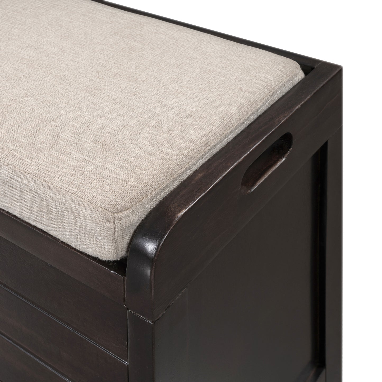 Lucy  Storage Bench with Removable Basket  Removable Cushion - Espresso