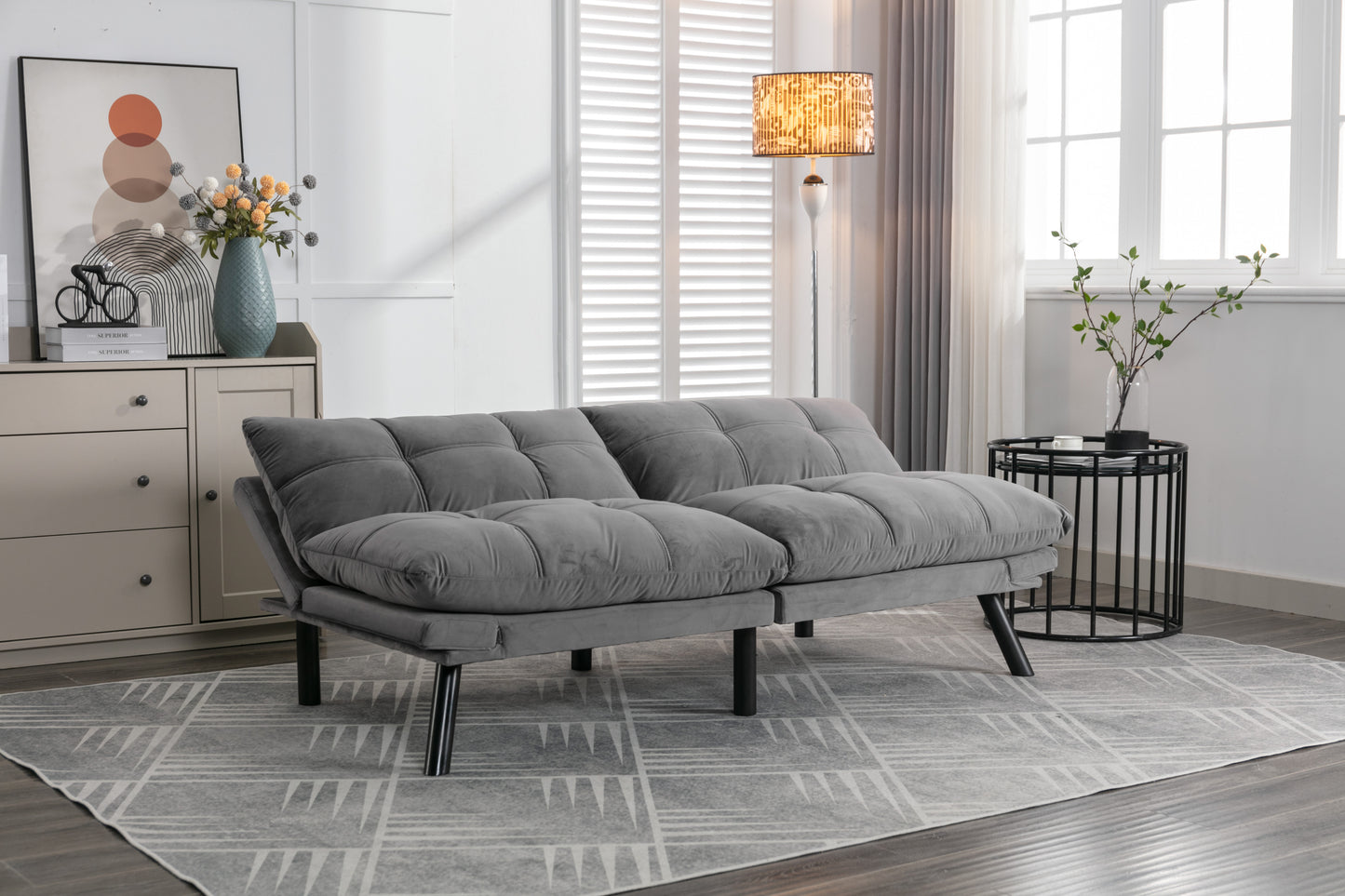 Vega Convertible Folding Modern Sofa Bed - Light Gray